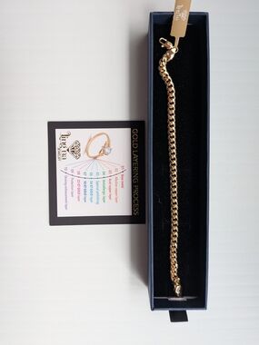 7" 18kt Oro Laminado Gold-Tone Curb Chain Bracelet - Gold